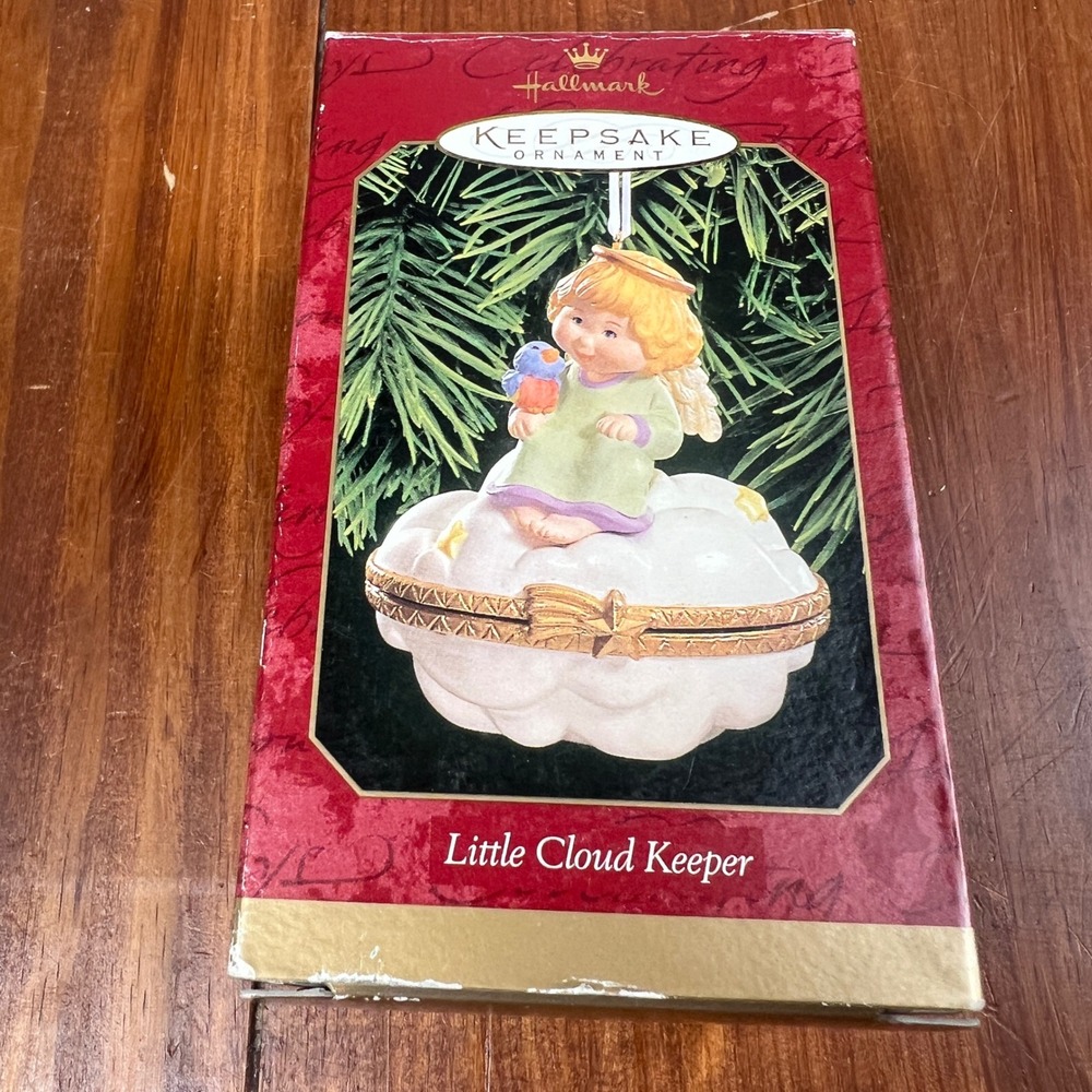 1999 Hallmark Keepsake Little Cloud Keeper Angel Hinged Porcelain Ornament